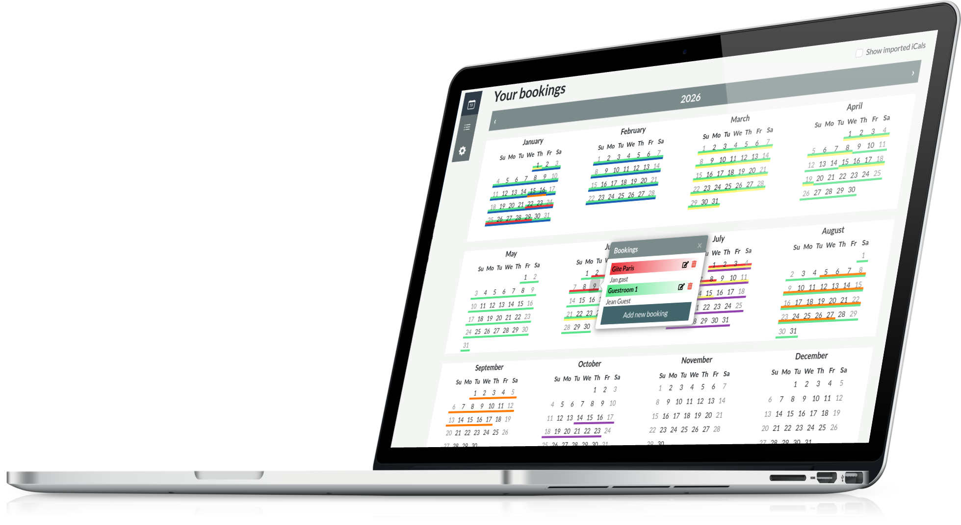 Calendriers et réservation en ligne pour gîtes et chambres d'hôtes